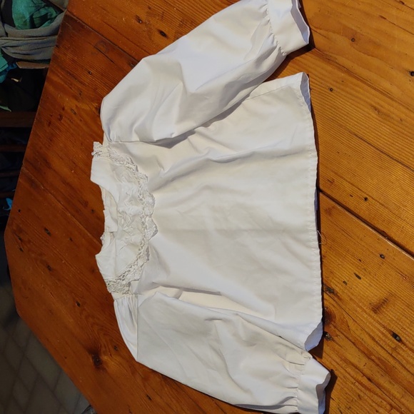 Therese sz 6x dainty white blouse with peter pan eyelet collar button back USA - Picture 1 of 5